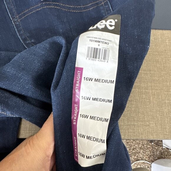 Lee Women's 16W Stretch Straight Mid Rise Jeans Blue NWT Inseam 29.25" - Picture 10 of 13